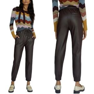 Avec Les Filles Anthropologie Faux Leather Black Jogger Pants Size S
